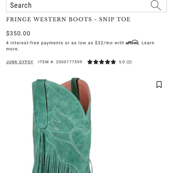 JUNK GYPSY BY LANE WOMEN'S DREAMER FRINGE WESTERN BOOTS - SNIP TOE - Picture 8 of 8